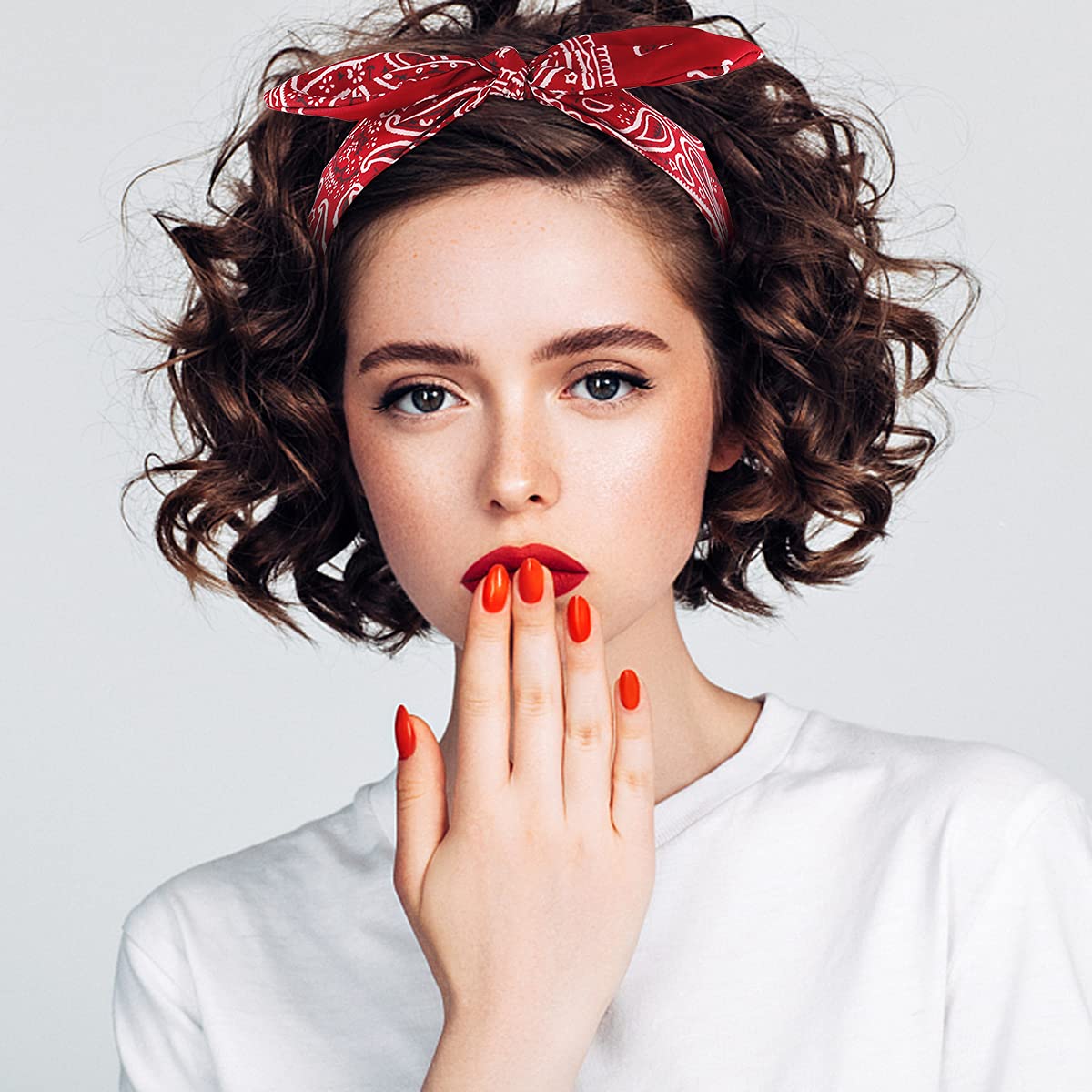 Fasce per capelli con fiocco annodato per donne Paisley carino con orecchie di coniglio fiocchi per capelli da donna fascia con nodo superiore turbante fasce per capelli per donne ragazze 6 pezzi
