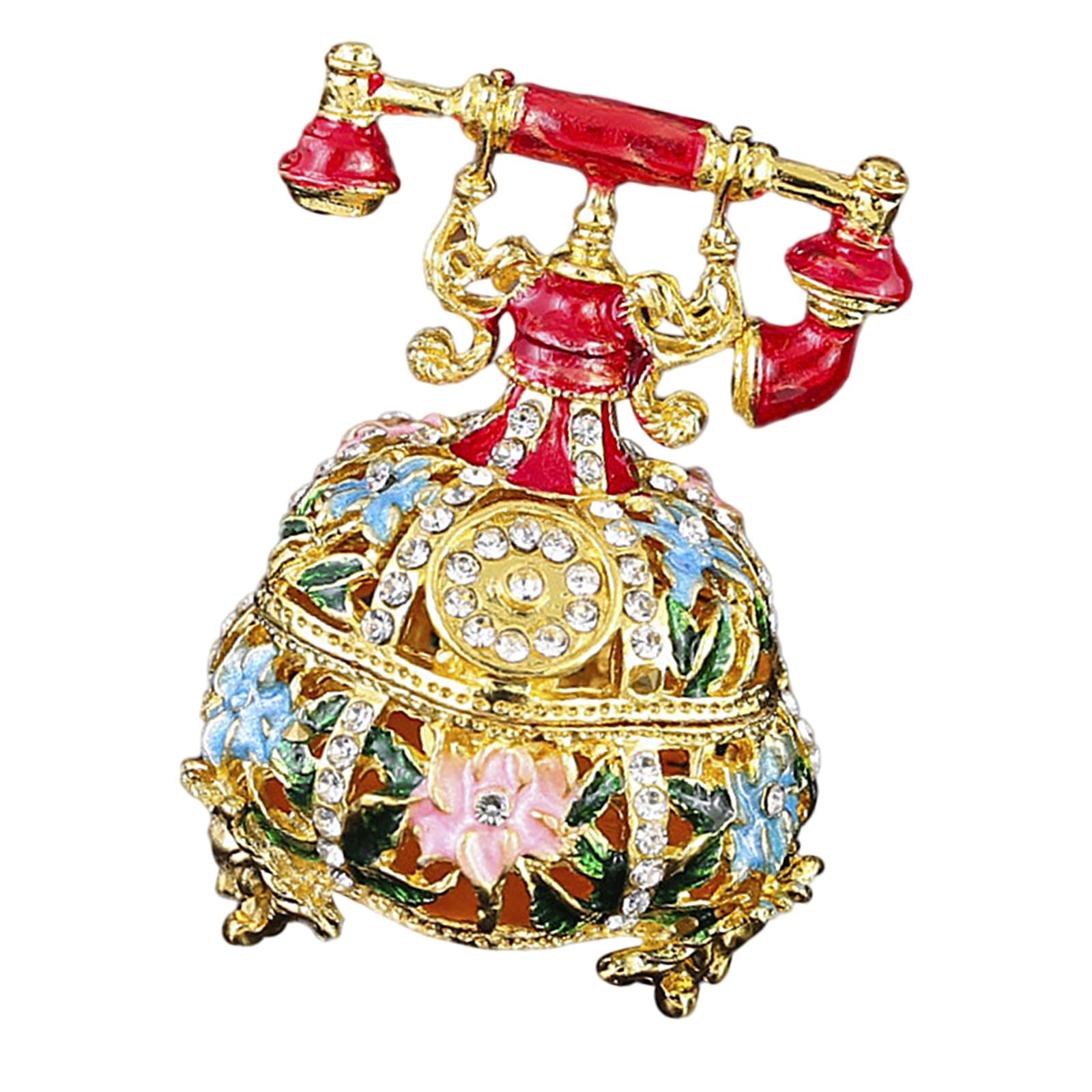 HDOYTXXM Artistic Hand Painted Telephone Trinket Box Jewelry Container Metal Texture Suitable for Small Organization Artistic Presentation Case