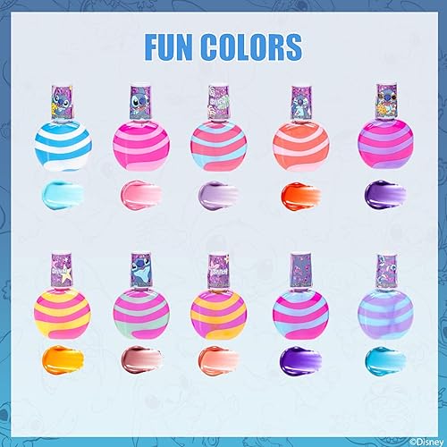 Miniatura 7 de Townley Girl Stitch - Juego de 10 esmaltes de uñas en espiral a base de agua con colores brillantes, brillantes y opacos, para niños y niñas,