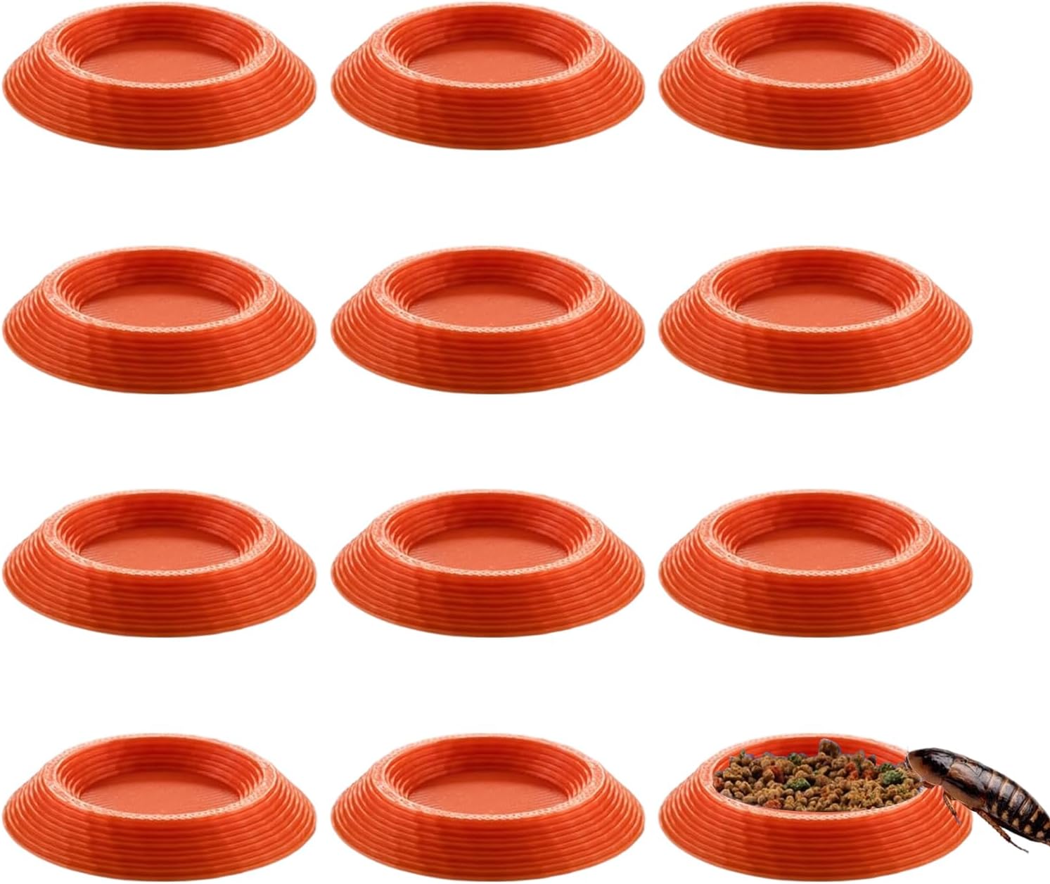 Feeder for Dubia Cockroaches, Pack of 12 Feeding Bowls for Terrariums and Enclosures, Feeding Bowls for Dubia Cockroaches, for Springtails Centipedes and Small Pets