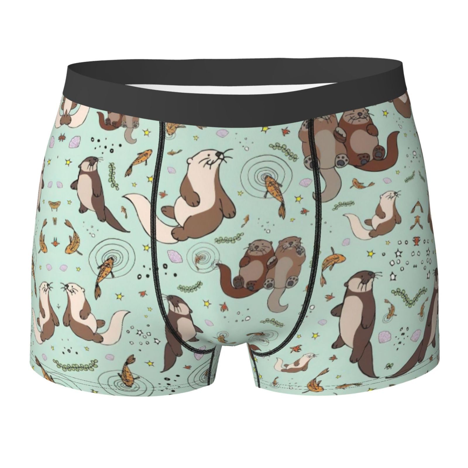 fifbird Men's Boxer Otters Printoft And Breathable All Day Comfort Briefs Shorts Underwear For Men Multicolor