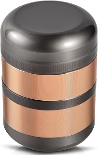 Dumbpec 2.5" Manual Spice Grinder - Durable Aluminum Alloy, Non-Slip Grip, Compact Portable Handheld for Dry Spices (Gold/Silver)