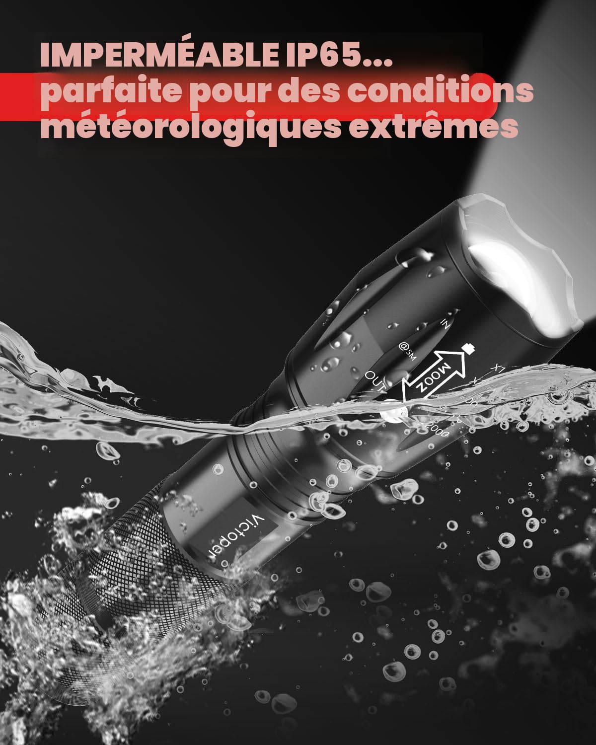 Victoper Lampe Poche Tactique (2 Pièces) 2000 Lumens 5 Modes D