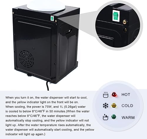 Miniatura 8 de Dispensador de enfriador de agua de carga superior – Dispensador eléctrico de escritorio caliente y frío, 3 ajustes de temperatura hirviendo agua