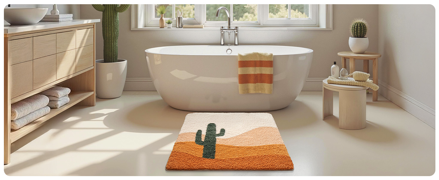 Amazon.com: LUMI Bathroom Rugs with Cactus Plant, Square Bathroom