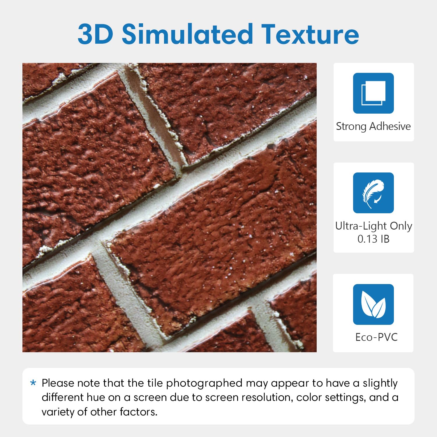 COMSTICKC Samoprzylepne panele ścienne 3D imitujące cegłę, naklejki ścienne 3D z efektem cegły – zestaw 10 sztuk (30 x 30 cm), okładzina ścienna z PVC, tapeta ceglana do dekoracji wnętrz, Czerwony