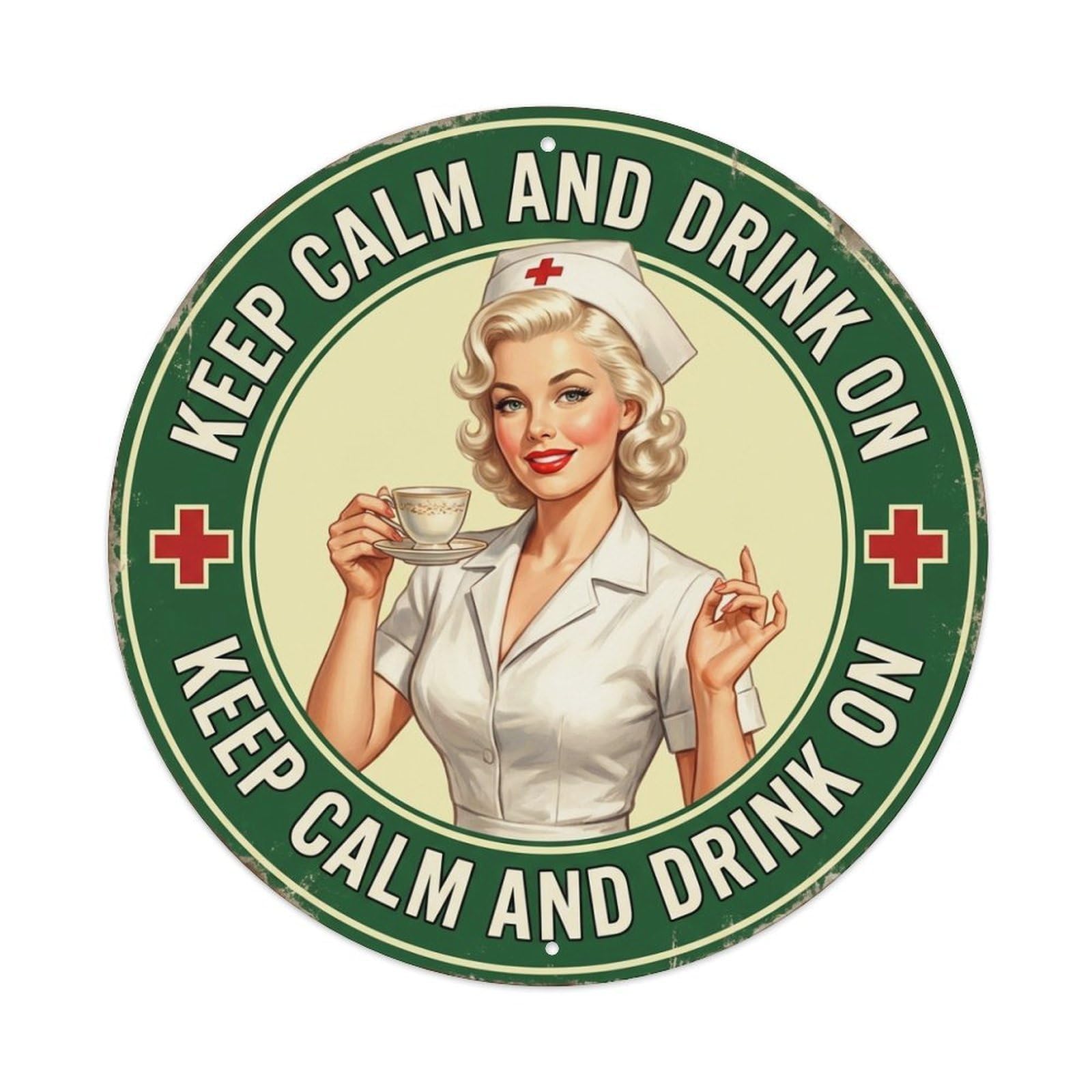 CHILL OUT And Drink On Nurse Cocktail Quote Metal Tin Sign