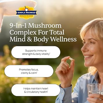 Cholibrium 9-in-1 Mushroom Complex Capsules With Lions Mane & Reishi - Adaptogenic Mushrooms Supplement Blend For Daily Immunity Focus, Sleep & Heart Health Support - 1,330 mg - 60 Capsules