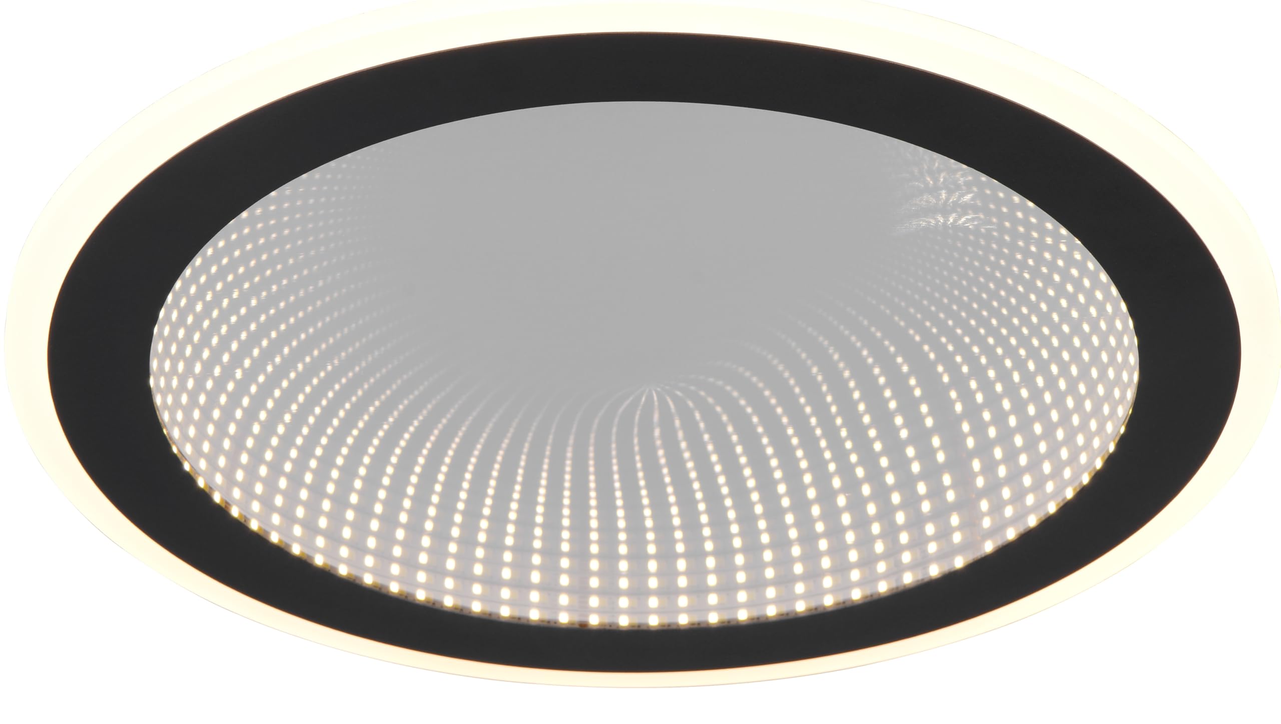 Reality Leuchten LED Deckenleuchte Glace R67681132, Kunststoff Schwarz matt, inkl. 24 Watt LED, Fernbedienung, Lichtfarbe wechselbar, dimmbar, Nachtlicht, Infinity Mirror Effekt