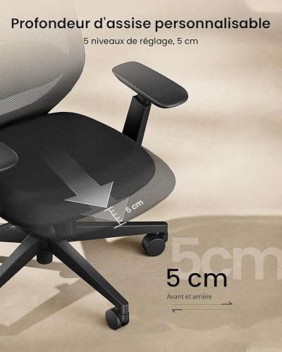 ProtoArc EC200 Chaise de Bureau Ergonomique avec Assise Coulissante, Noir - 6