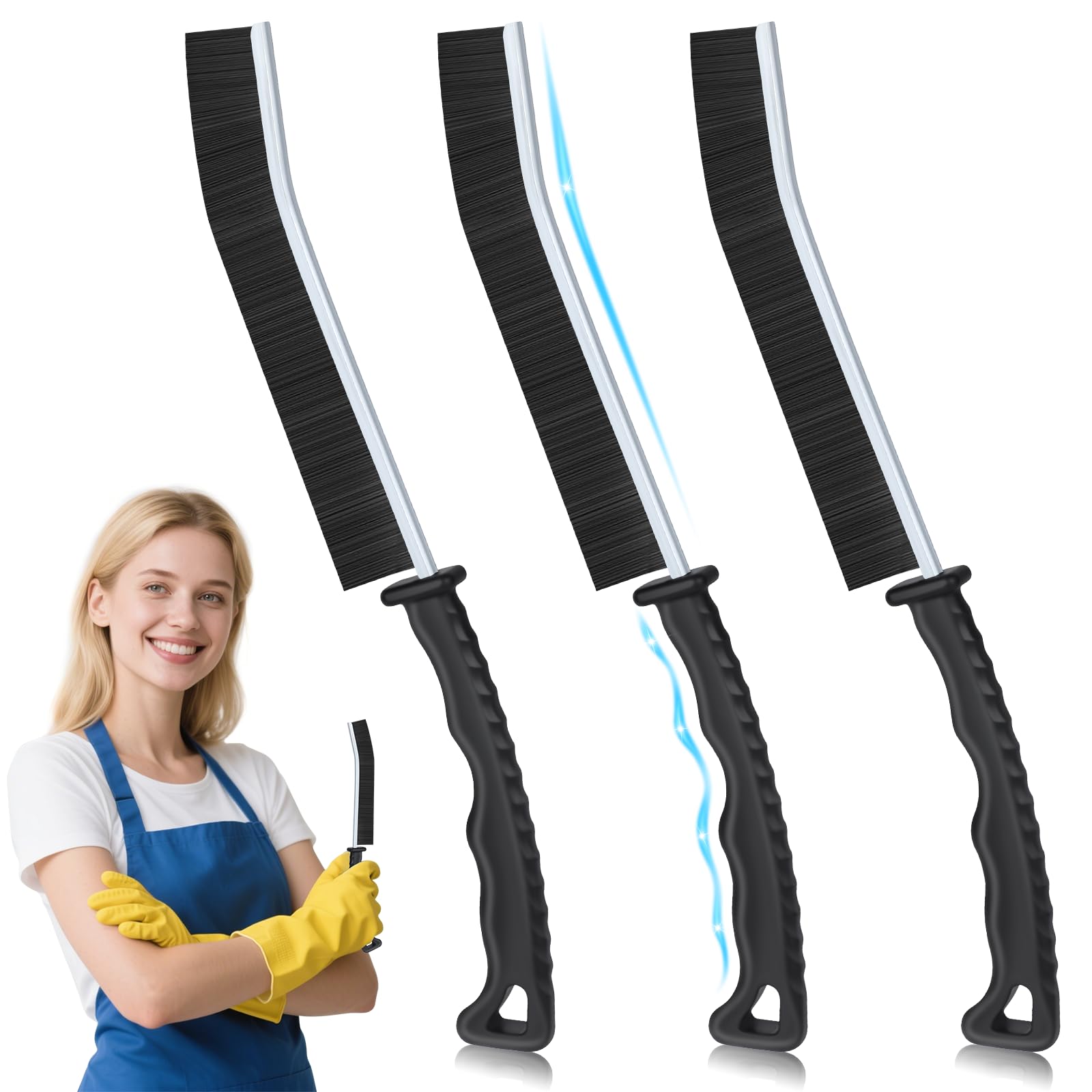 3 Pezzi Spazzola Pulizia Fessure, 3-in-1 Spazzole per Pulire Fughe, Spazzola Pulisci Doccia con Spatola e Pinzette per La Pulizia Di Bagni, Casa