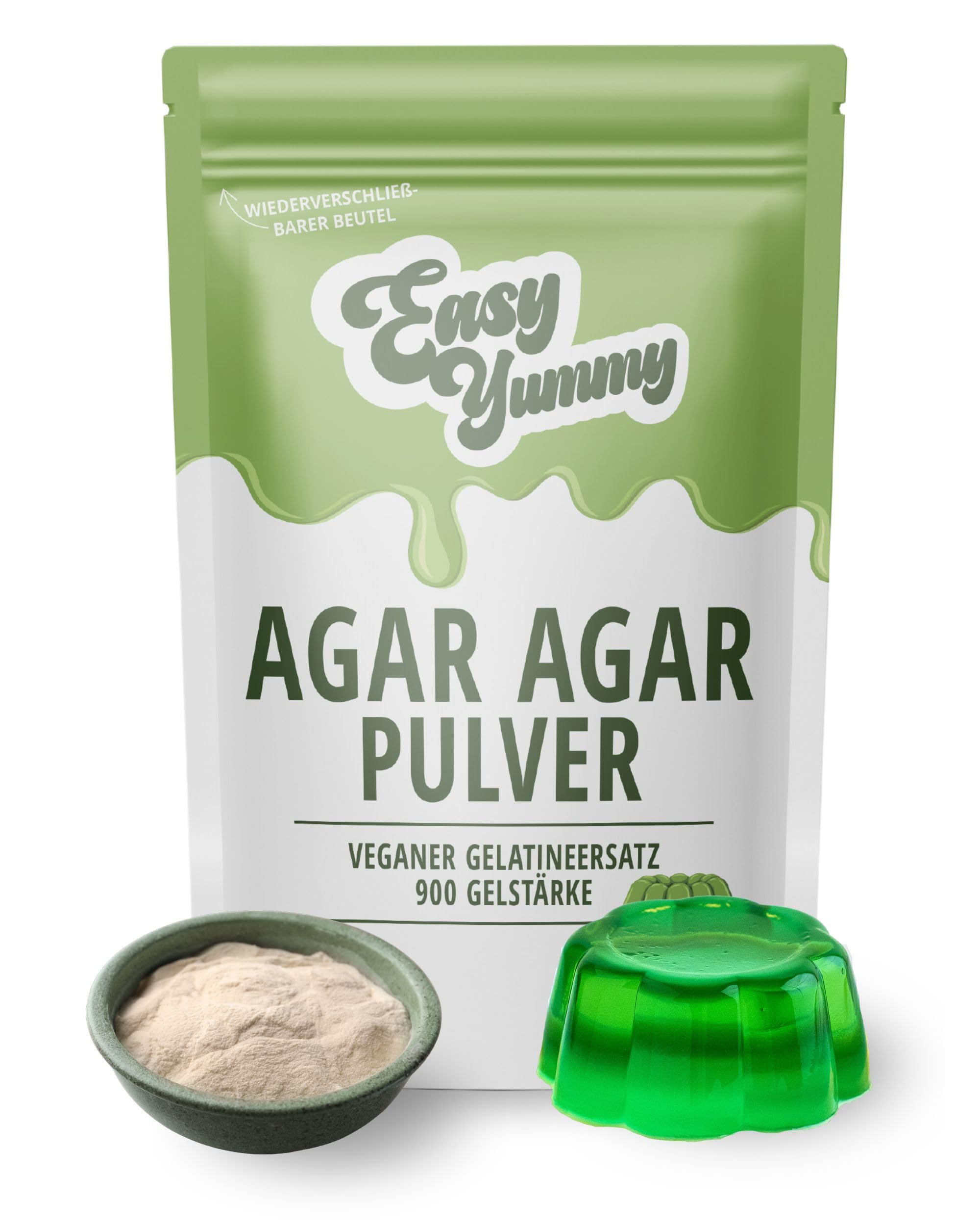 EASY YUMMY Agar Agar Pulver, Veganes Gelatinepulver, 100% Halal Veganes Gelatinepulver (250g)