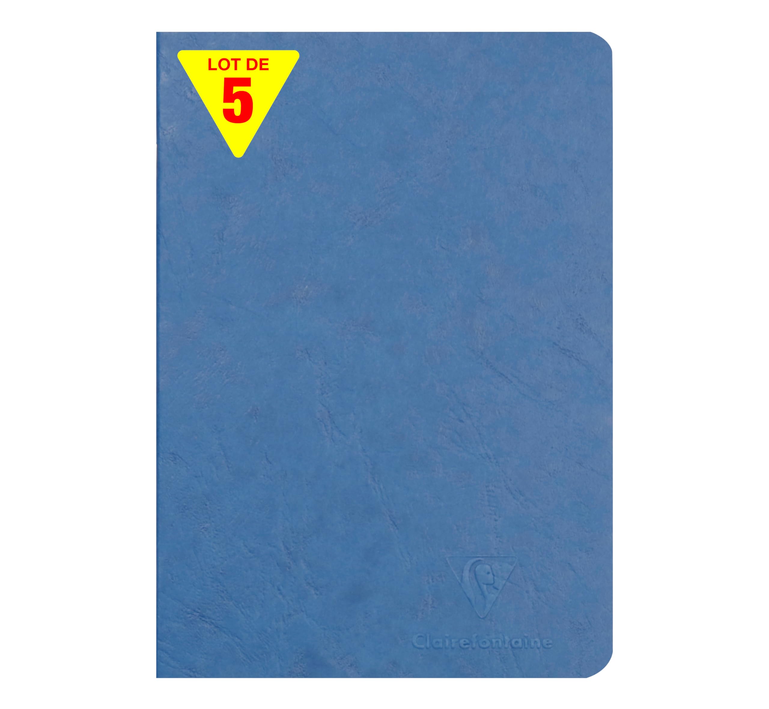Clairefontaine 733104CPack Age Bag Collection Pack of 5 Blue Stapled Notebooks - A5 14.8x21cm - 96 Plain White Pages - 90 gsm Paper - Leather Glossy Card Covers
