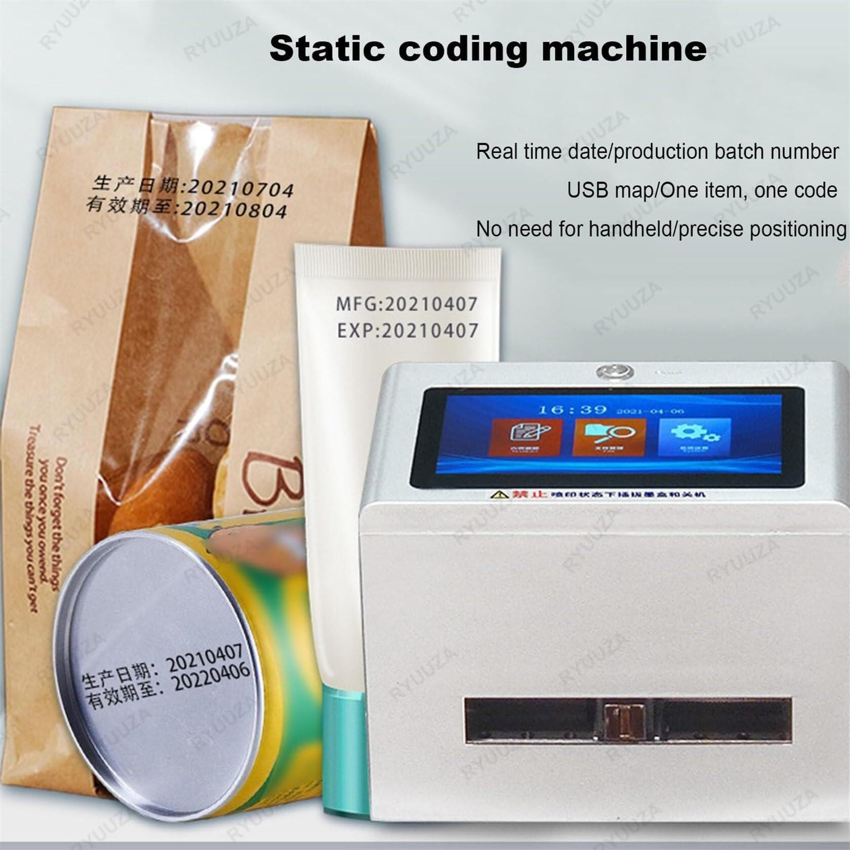 Impresora industrial de inyección de tinta, etiquetadora portátil de mano para fecha de caducidad, código Qr, código de barras, número de lote, texto variable, 12.7 ~ 25.4 mm