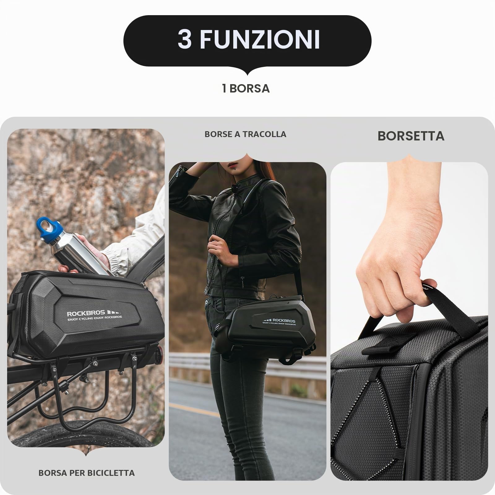 ROCKBROS Borsa Bici Posteriore Rigida, Portapacchi Posteriore Massima 50kg per Bici MTB