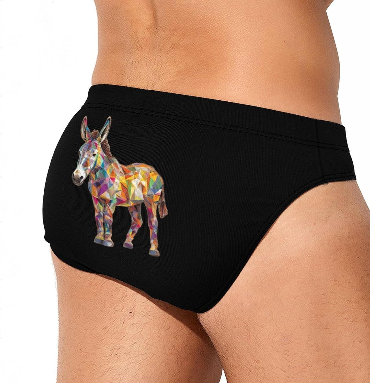 Donkey Geometric Graphic Animal Art Mens Swim Briefs Print Bikini Swimwear Sport Swimsuit Surf Shorts Trunks