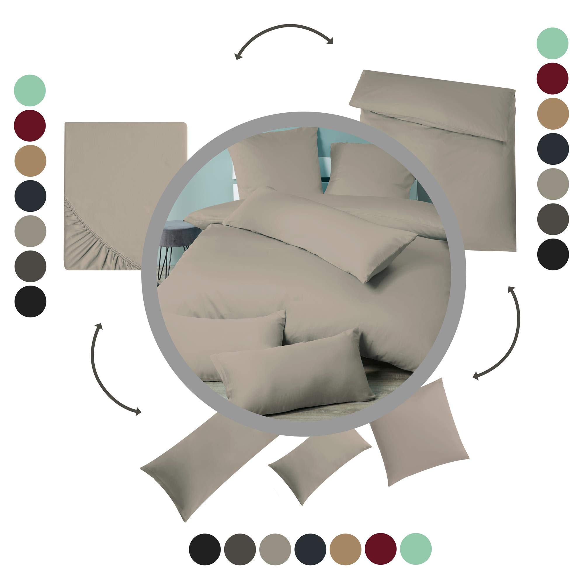 aqua-textil Luxury Bettwäsche zum Kombinieren 180 x 200 cm Spannbettlaken Silber Baumwolle Mako Satin Bettlaken