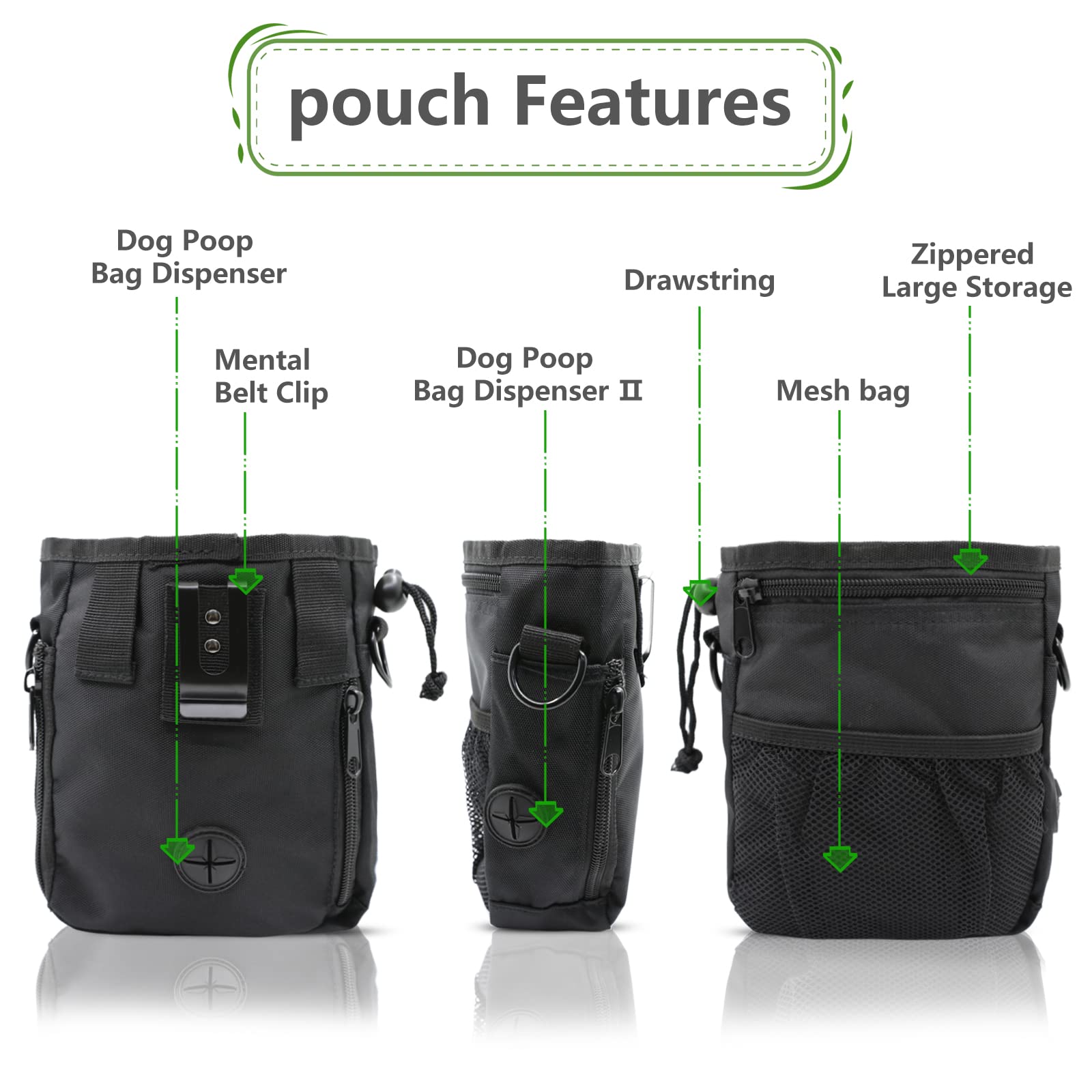 Bolsa de golosinas para perros, kit de entrenamiento para perros, bolsa de entrenamiento para perros, bolsa de golosinas para perros con clicker para perros, dispensador de bolsas para