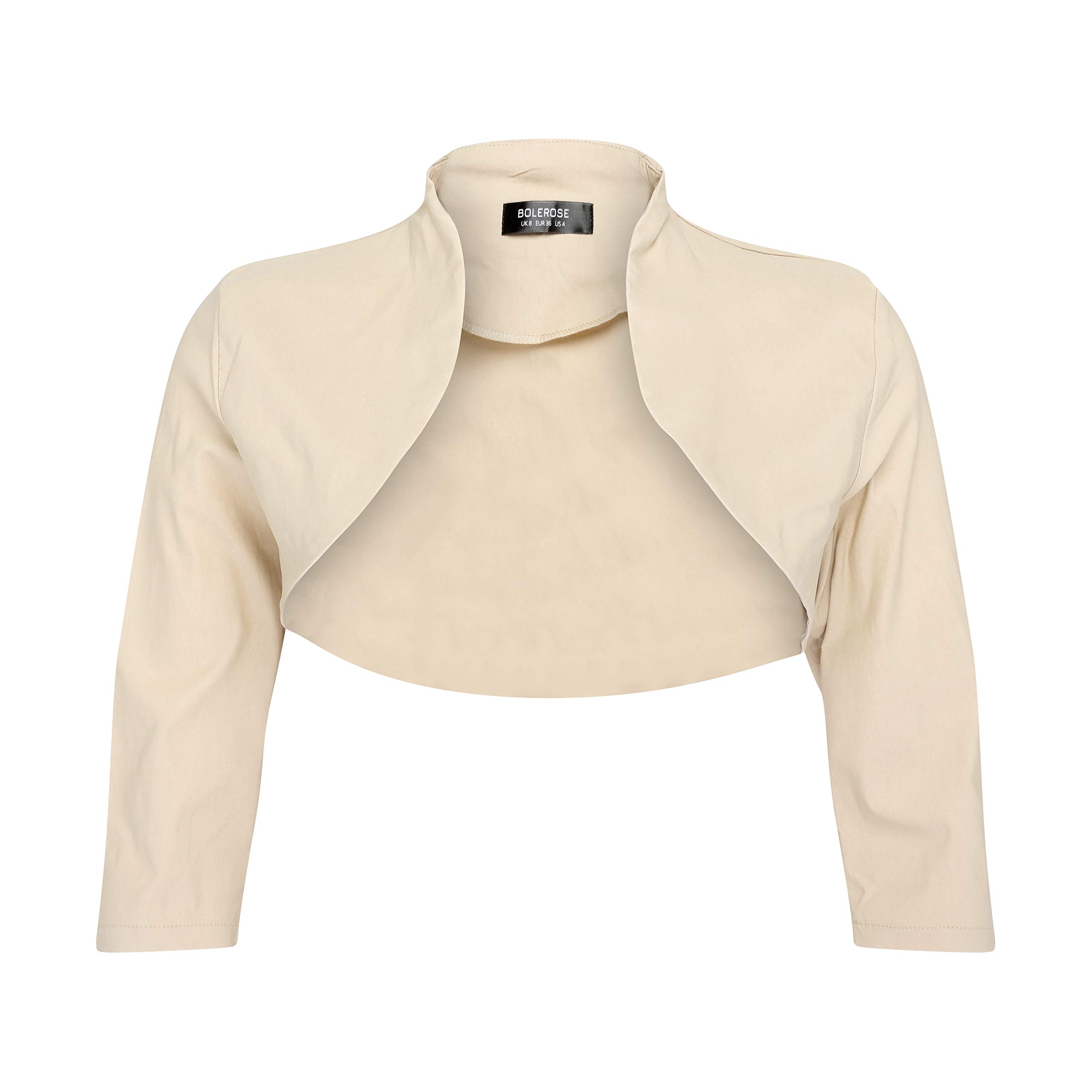Bolerose Women's Champagne 3/4 Sleeve Formal Tailored Bolero Shrug (, Size 22