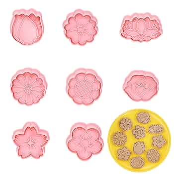 Amazon | クッキー型 花 8個 桜 梅の花 菊 チューリップ バラ
