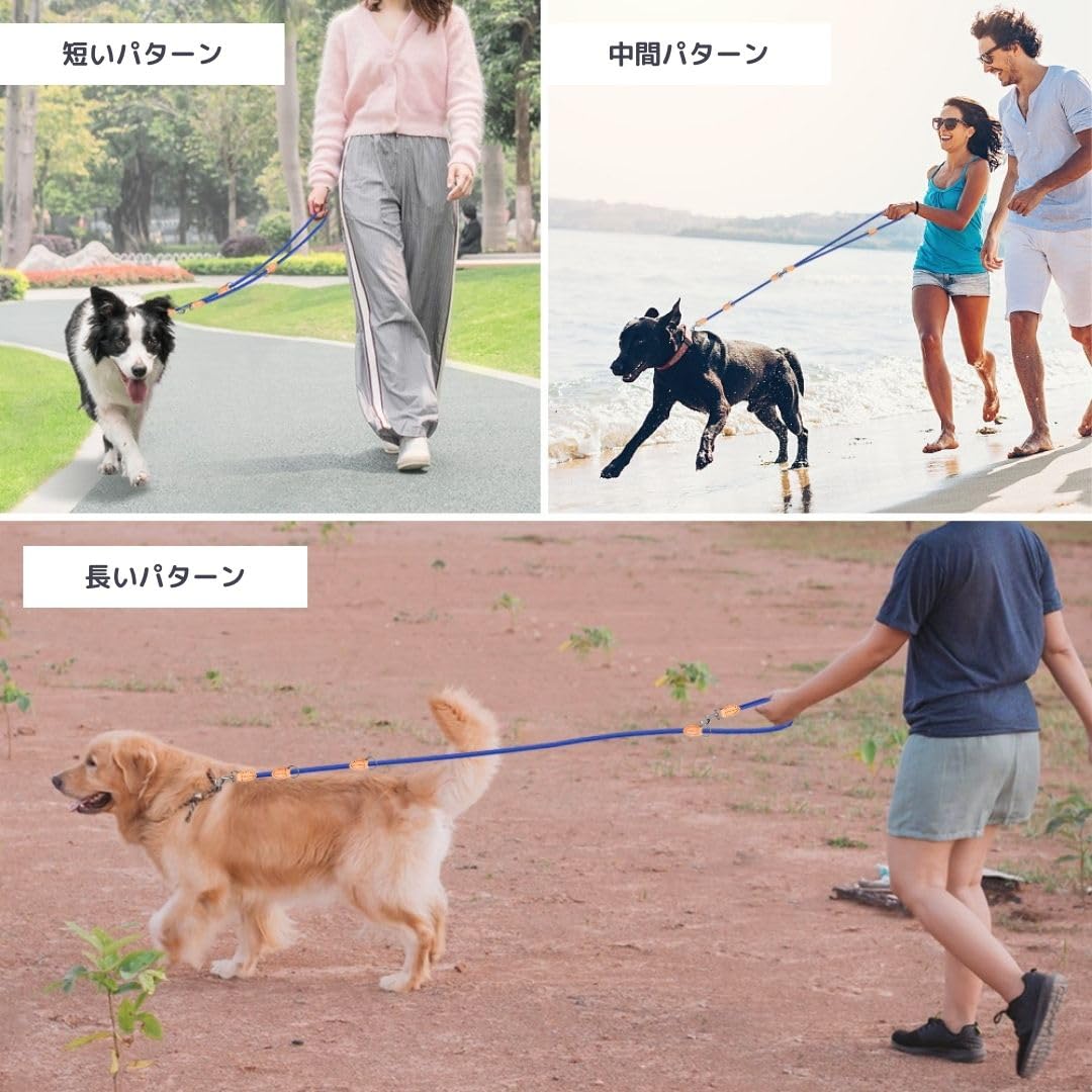 犬用 肩掛けリード ハンズフリー 2頭リード 黒 犬用 肩掛けリード ハンズフリー 2頭リード 黒