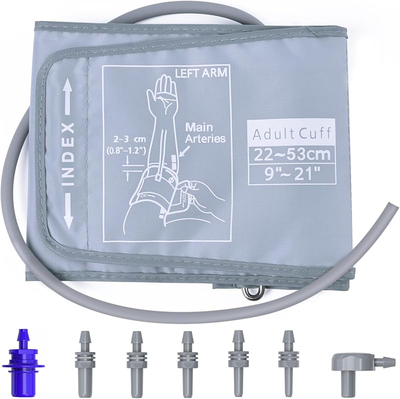 Extra Large Blood Pressure Cuff : Universal 9-21" XL Blood Pressure Cuff for Big Arm, Widely Applicable to Automatic Upper Arm Blood Pressure Monitor, Adjustable, Soft, Comfortable | Replacement Cuff for 9-21" Big Arms, Suitable for Most Brands, Adult Cuff, Easy to Replace, includes 7 Connector Size