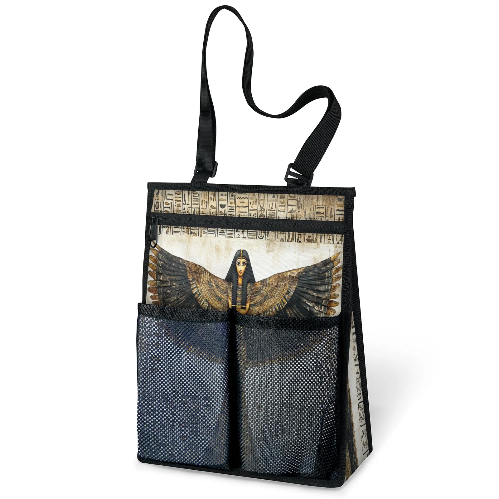 Ourtheme Egyptian Print Portable Shower Bag for Travel Gym Camp Beach Tote Shower Caddy Bags Hanging Toiletry Organizer