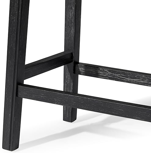 Miniatura 9 de Maven Lane Adrien - Taburete tapizado de 26 pulgadas de altura de mostrador con respaldo en acabado de roble recuperado con asiento de cojín de tela