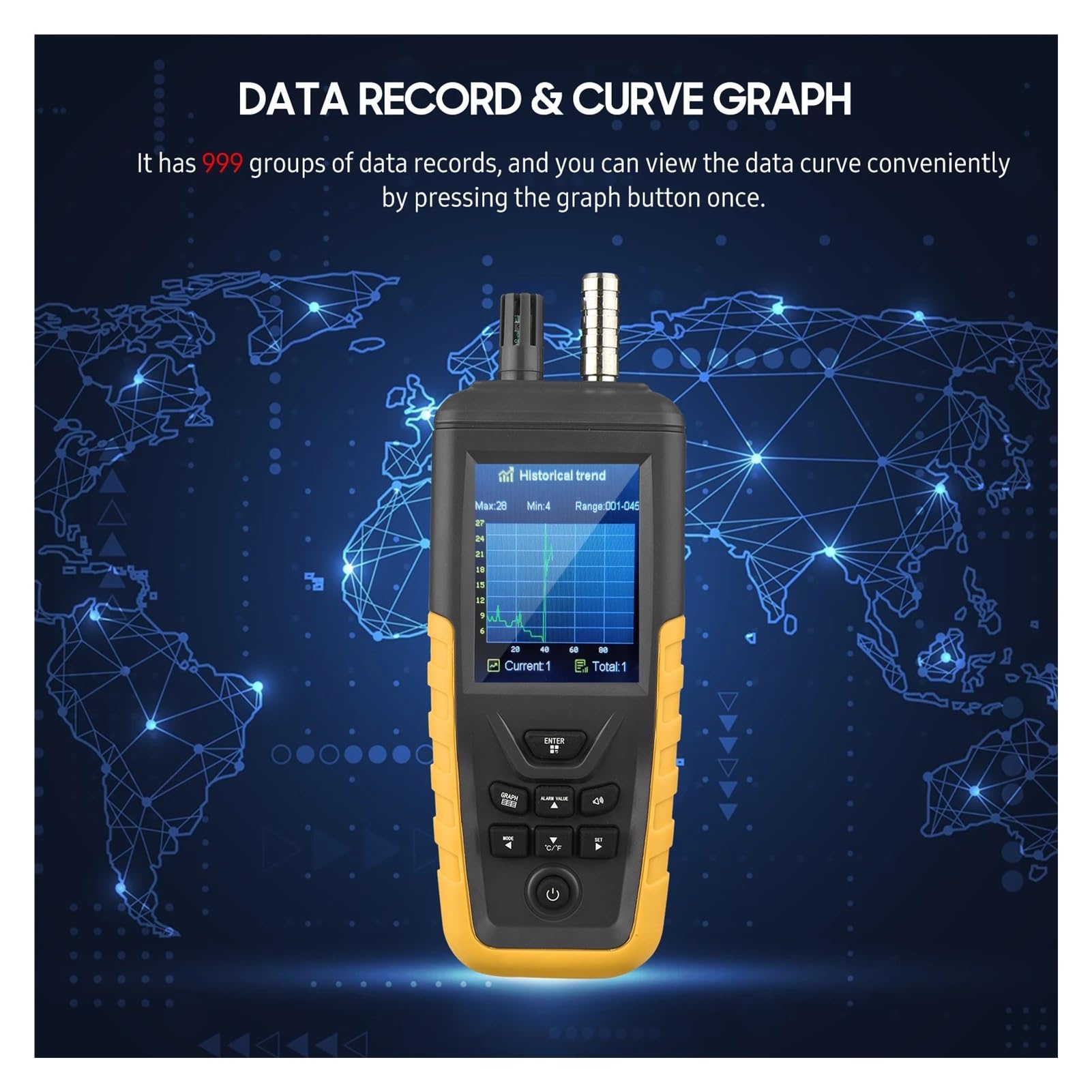 TC-8200 Licznik cząstek kurzu z wyświetlaczem LCD Detektor PM2,5 PM10 Miernik temperatury i wilgotności dla pomieszczeń czystych klasy 100 Daty w czasie rzeczywistym(TC-8100)