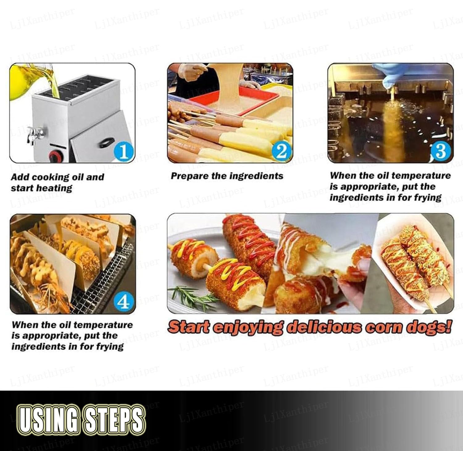 Fornello per Griglia per Salsicce Commerciale,A Gas GPL 21 Litri per Hot Dog di Mais E Formaggio Coreano,Friggitrice per Corn Dog,per Ristorante,Cucina Domestica,Snack Bar