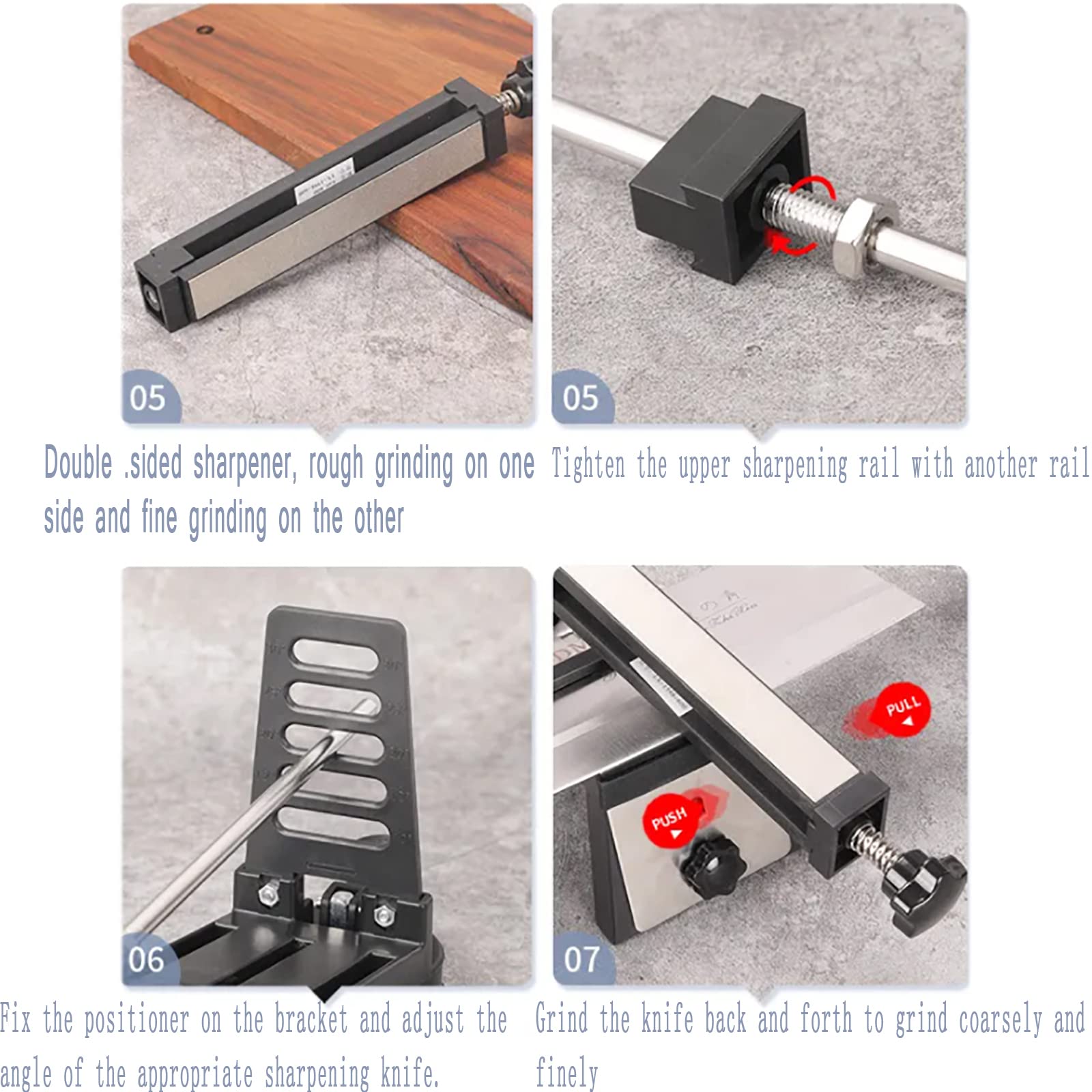 Sistema Per Affilare I Coltelli, Kit Per Affilare I Coltelli Da Chef Da Cucina In Acciaio Inossidabile Ad Angolo Fisso Con 3 Pietre Per Affilare, Facile Da Montare E Dividere, Per Cucina