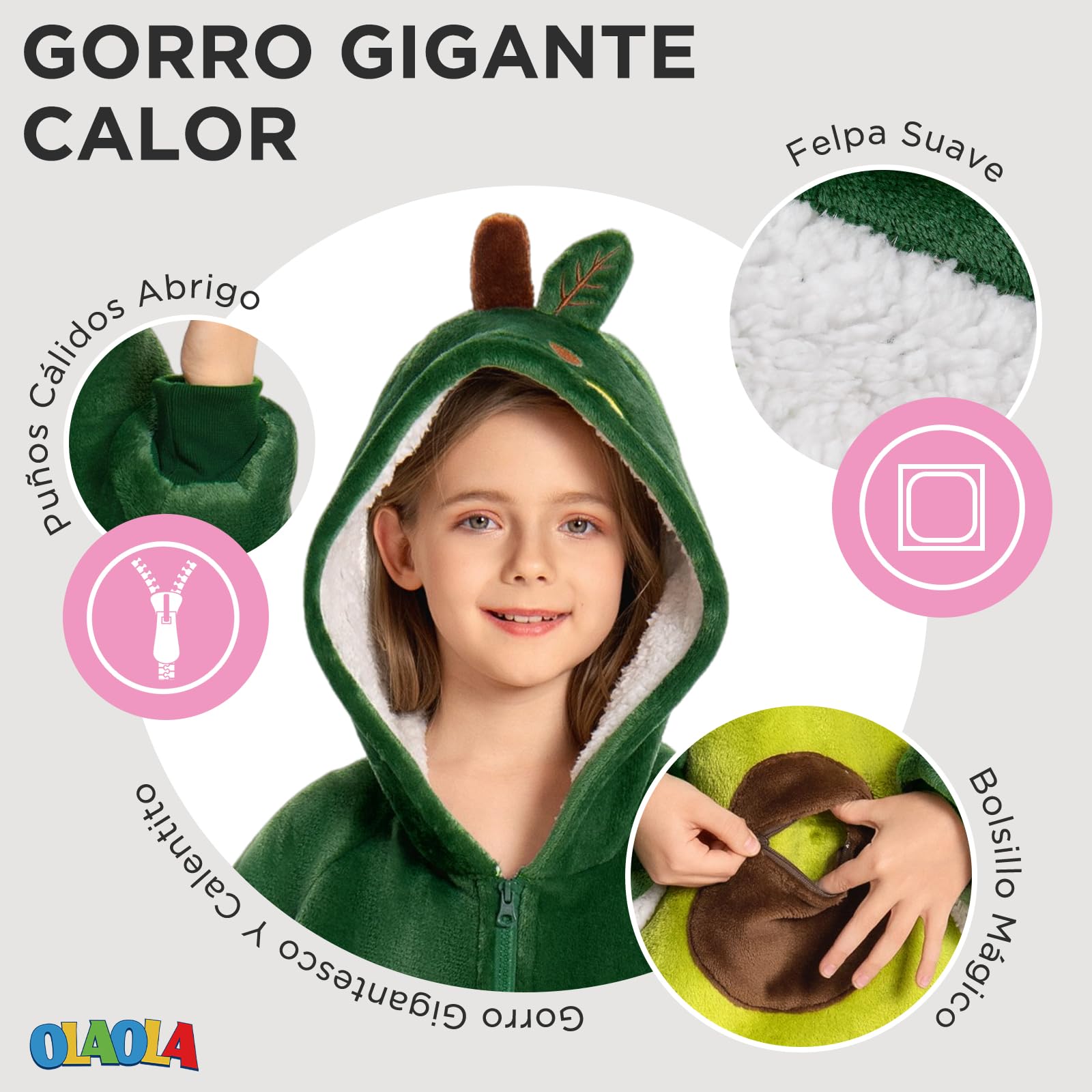 OLAOLA Sudadera con Capucha de Gran Tamaño para Niños, Manta de Forro Polar Sherpa con Mangas y Bolsillos, Suave Cálida y Acogedora Sudadera Manta para Niñas Niños