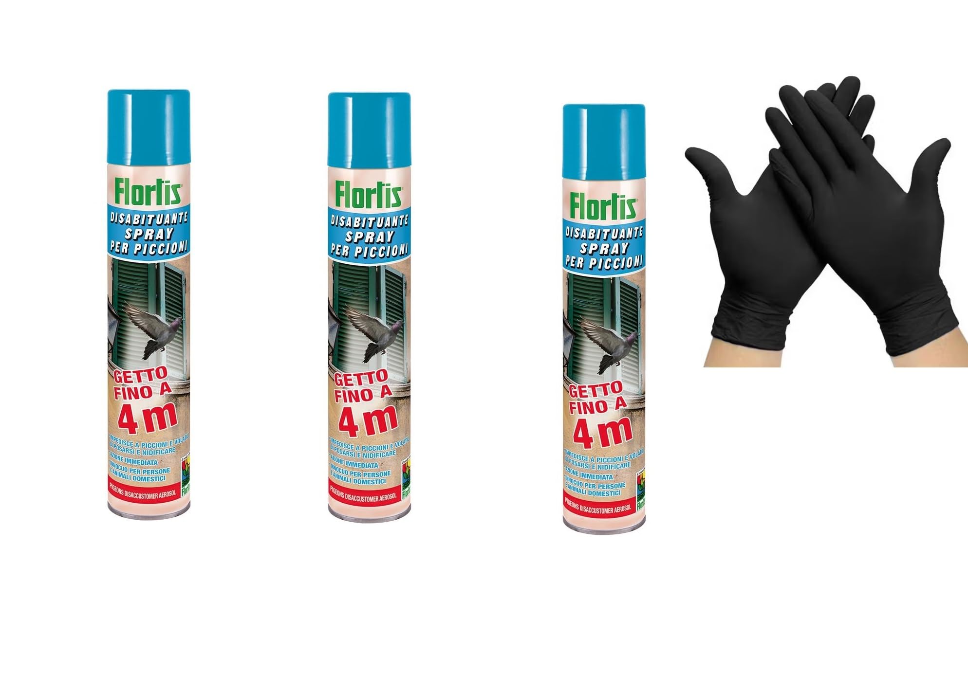 Kit per Piccioni 3 disabituante spray per piccioni con guanti