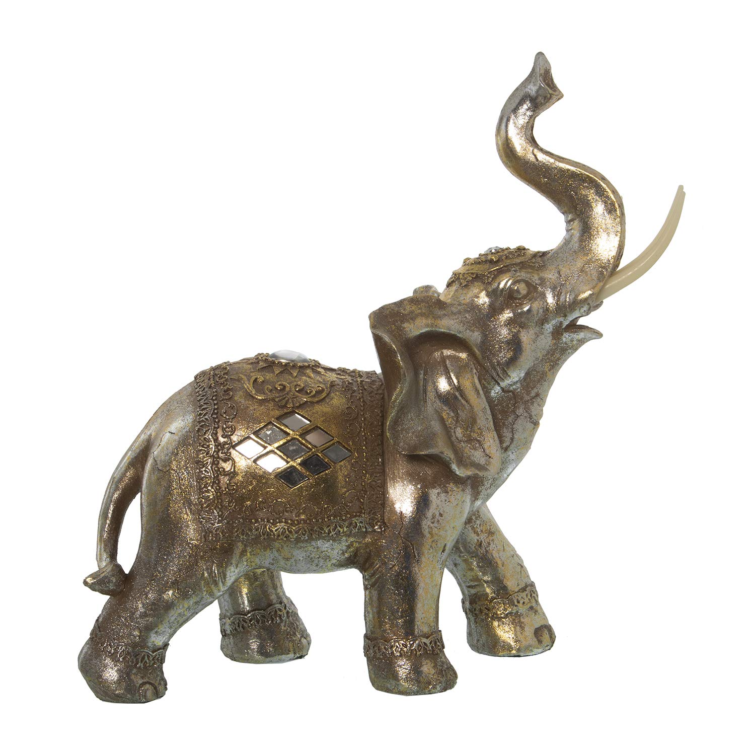 DRW Figurine d'un éléphant en résine argentée et dorée 34 x 17 x 34 cm