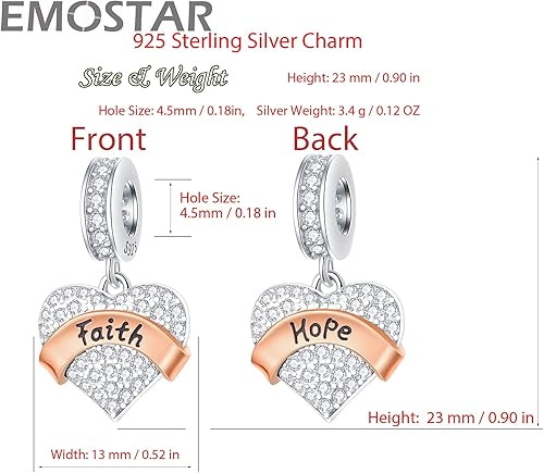 Miniatura 2 de Juego de dijes religiosos que se adapta a pulseras Pandora, colgantes de cruz dorada y dijes de amor de fe y esperanza en plata de ley 925, regalos