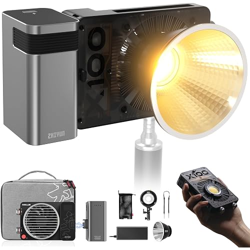 Zhiyun MOLUS X100 Combo V2 Upgraded Version LED Video Light [Official],Portable 100W 2700K-6500K CRI 95+ TLCI 97+ Bluetooth Brightness Control Continuous Output Lighting for Photography Studio Light