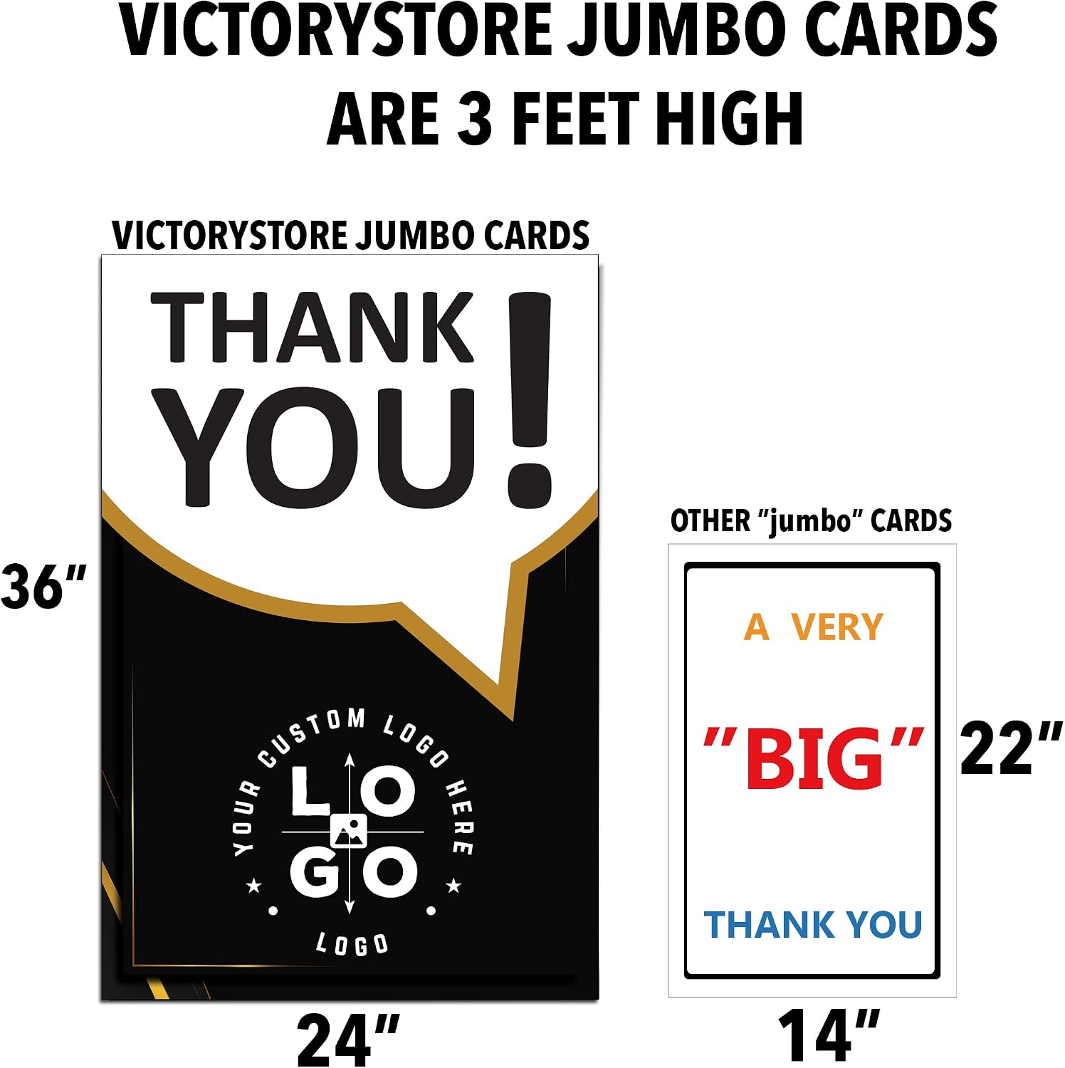 VictoryStore Corporate Thank You Cards: Custom Logo, Set of 10, 2x3 Feet with Envelopes Personalized Inside Text Appreciation Cards with Envelopes Bulk Business Thanks Greeting Cards