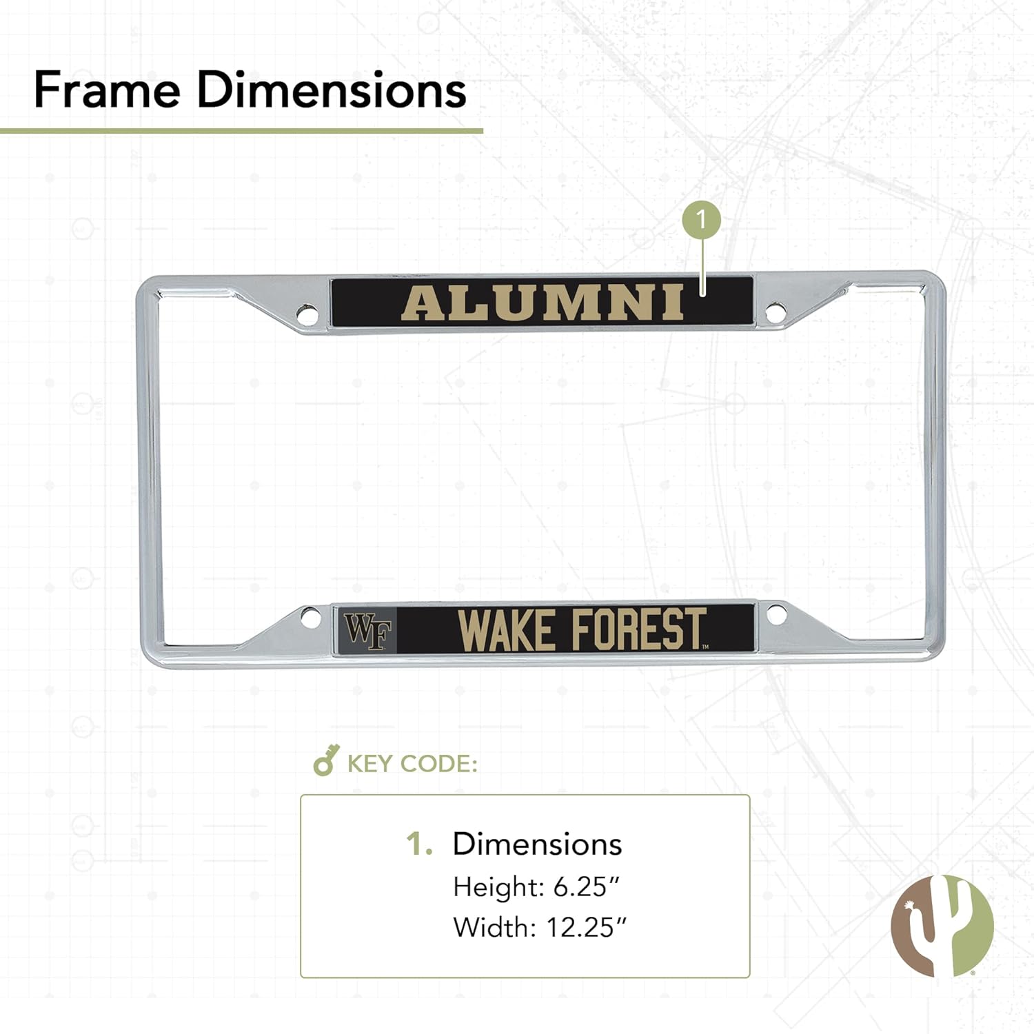 Desert Cactus Wake Forest University Car Accessories Metal License Plate Frame and Sticker for Front or Rear of Car (Sticker Frame Combo - Alumni)