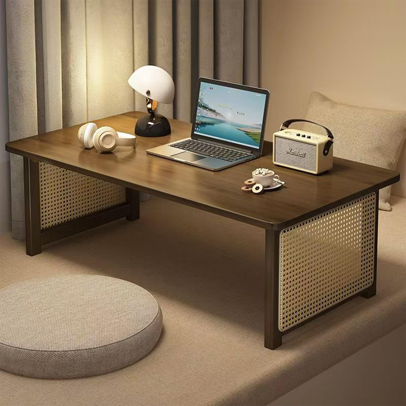 YHGSYXL Japanese Floor Table Bamboo Folding Coffee Table Portable Solid Wood Japanese Coffee Table, No Assembly Japanese Dining Table for Sitting on