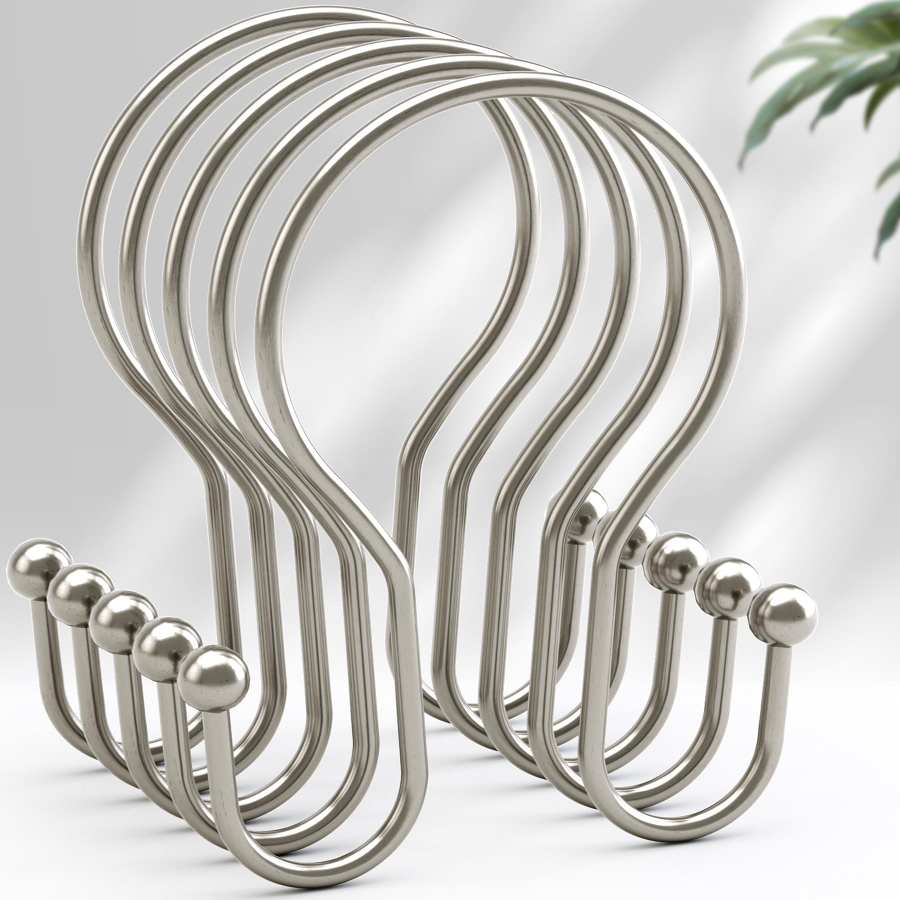 AmazerBath Shower Curtain Hooks Brushed Nickel Shower Curtain - bathroom accessories | Mubboo
