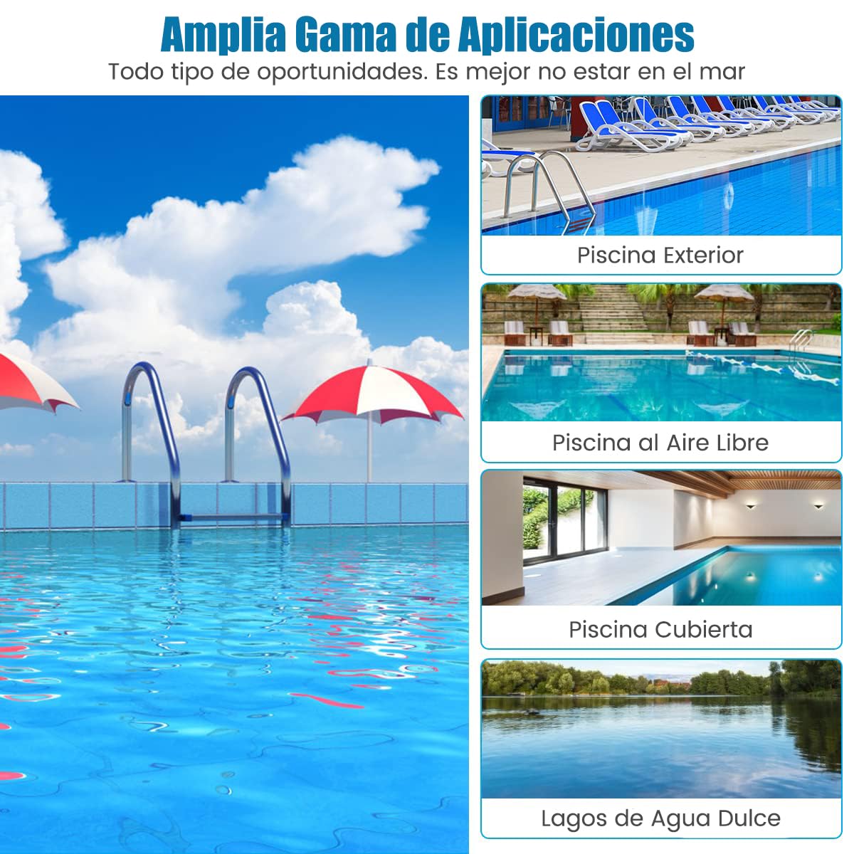RELAX4LIFE Escalera de Piscina de Acero Inoxidable de 3 Peldaños con Pasamanos, Escalera de Entrada de Piscina con Almohadillas Antideslizantes, Carga 150 kg, 63x53x147cm (Plateado)