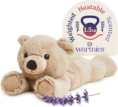 warmies Microwavable & Weighted Stuffed Animals, Brown Bear - Heated Stuffed Animal Plushie for Warmth & Comfort - Cute Soft Plush Toys for Adults & Children Boys, Girls, Babies & Toddlers