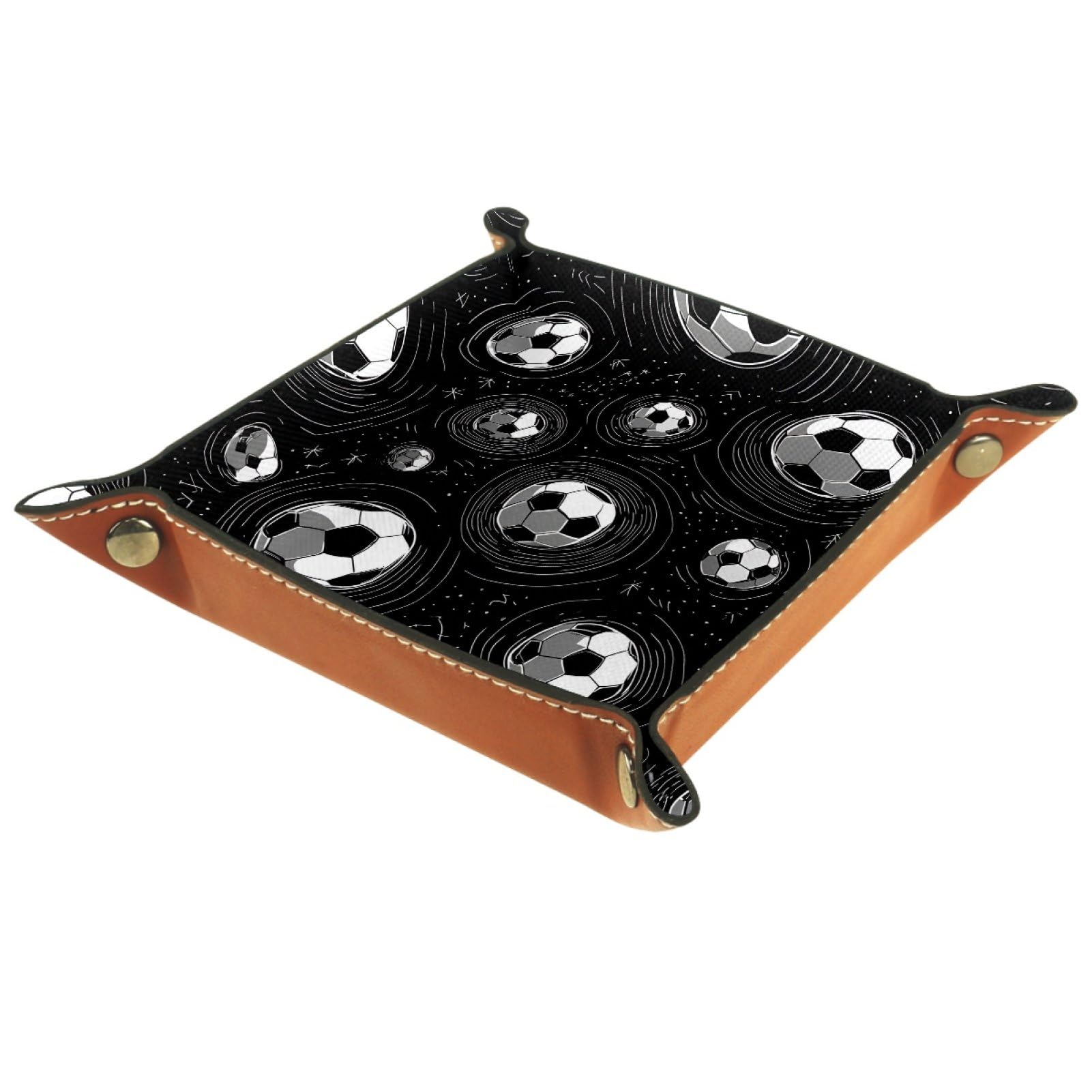 VAPOKF Footballs Dice Trays Quadrilateral Dice Folding Tray Microfiber Leather Holder for Table Games RPG DND, 20.5 × 20.5 cm