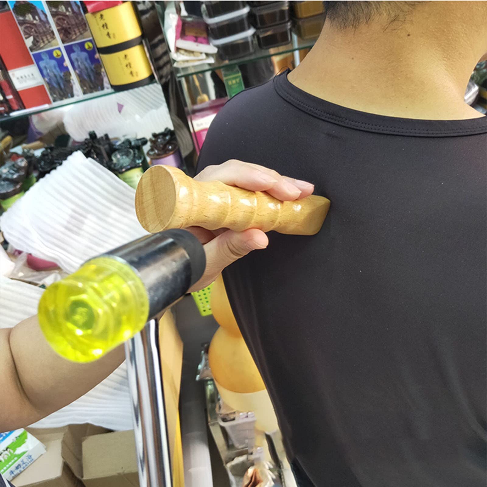NICHOY Hölzernes Hammer-Massagegerät-Set, Tok Sen-Set, Akupunkturpunkt-Perkussionstherapie-Massagewerkzeuge für die Körpermuskulatur, Massage, Schmerzlinderung(A)
