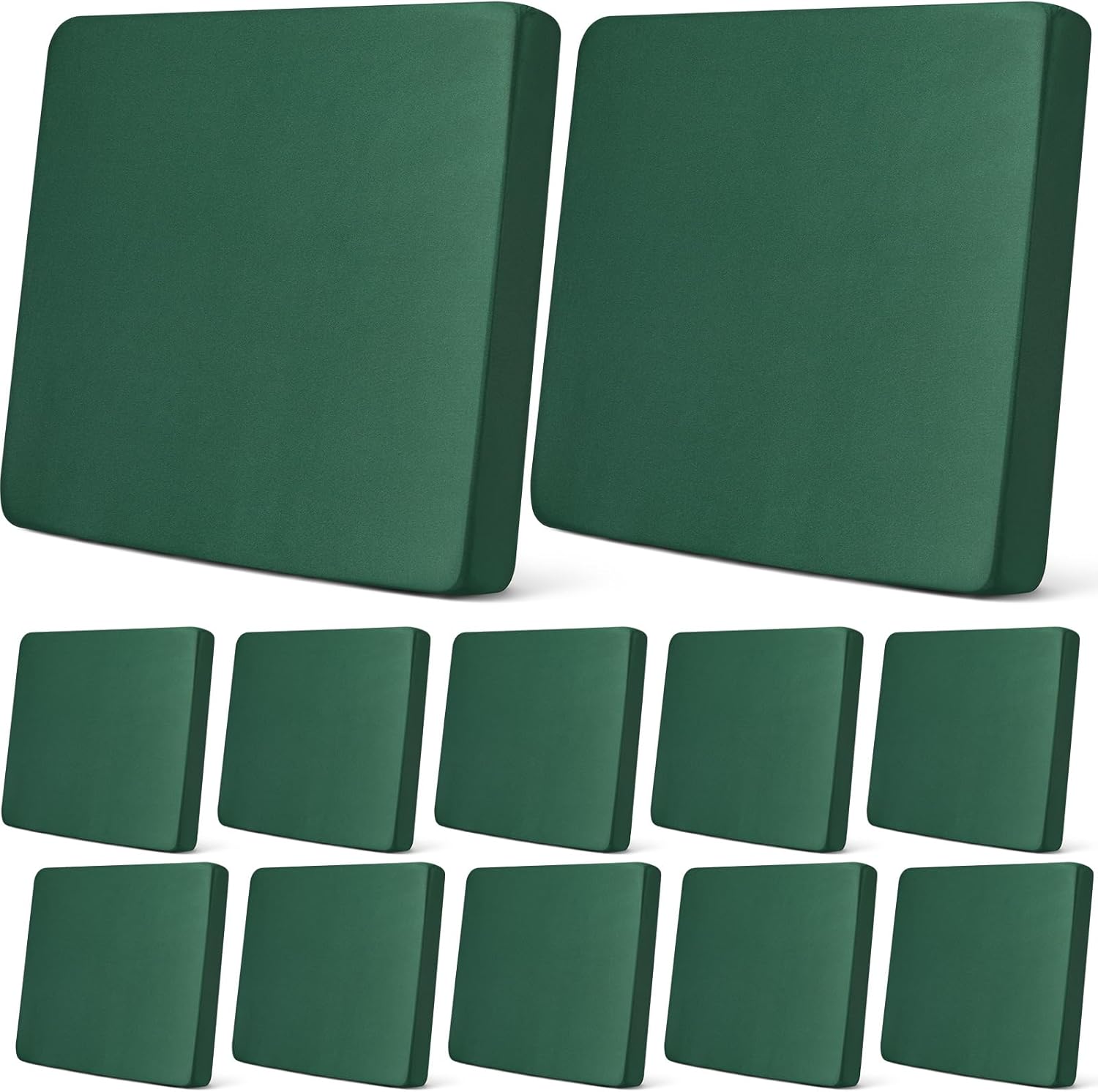 Newwiee 11 Pcs Patio Outdoor Cushion Covers Replacement Waterproof Stretch Sofa Couch Cushion Covers Washable Individual Couch Slipcovers Set Furniture Protector for Pets(20-27 Inch,Dark Green)