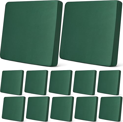 Miniatura 7 de Newwiee Juego de 12 fundas de cojín de repuesto para patio, exteriores, impermeables, elásticas, lavables, individuales, protectores de muebles para