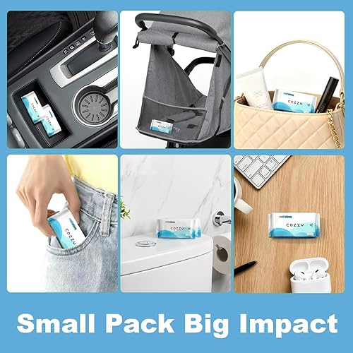 Miniatura 3 de COZZY Toallitas desechables de viaje, hipoalergénicas y sin perfume con 99.6% de agua, sin alcohol, a base de plantas, esenciales de viaje para