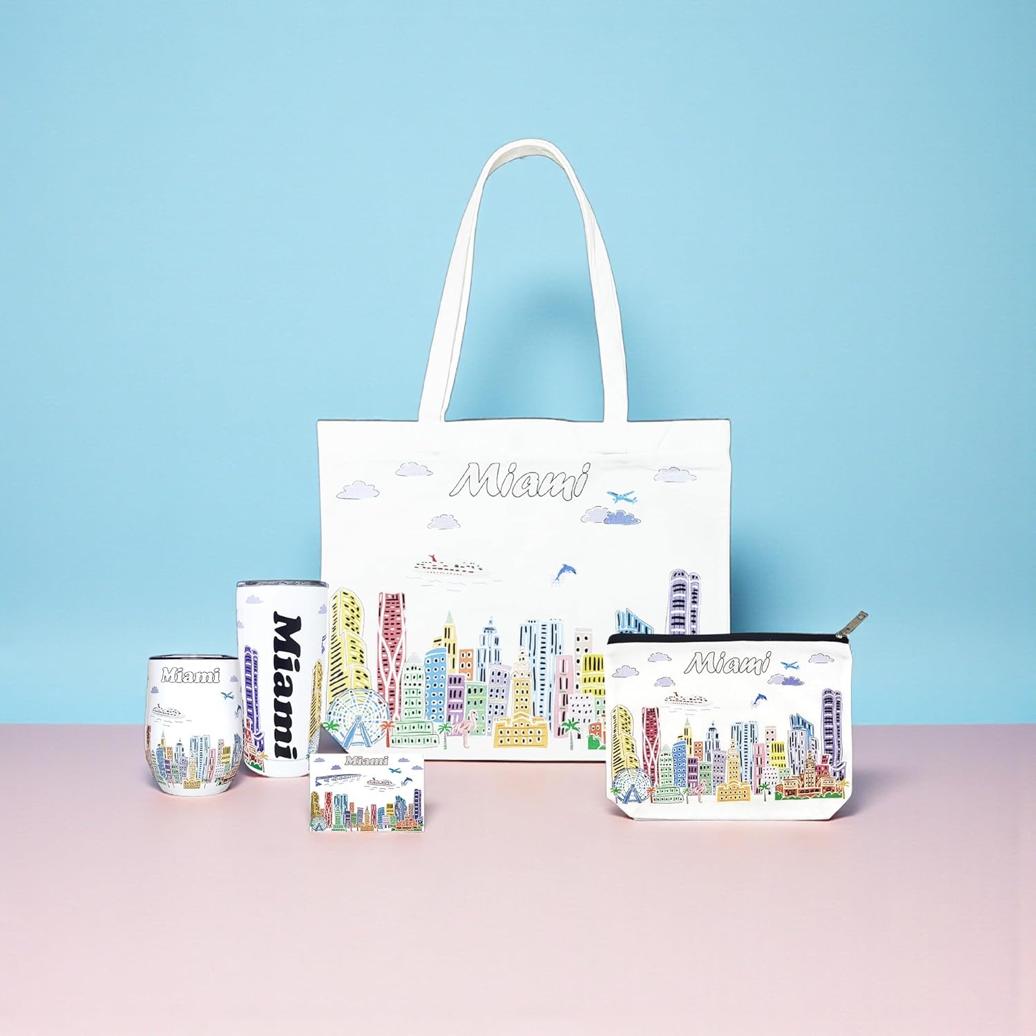 City Themed Artwork Tumbler Collection - Designed in the USA - 20oz Vacuum Insulated Tumbler with Lids - Stainless Steel Coffee Travel Mug with, Cup for Hot Cold Drinks (Miami) - Image 5