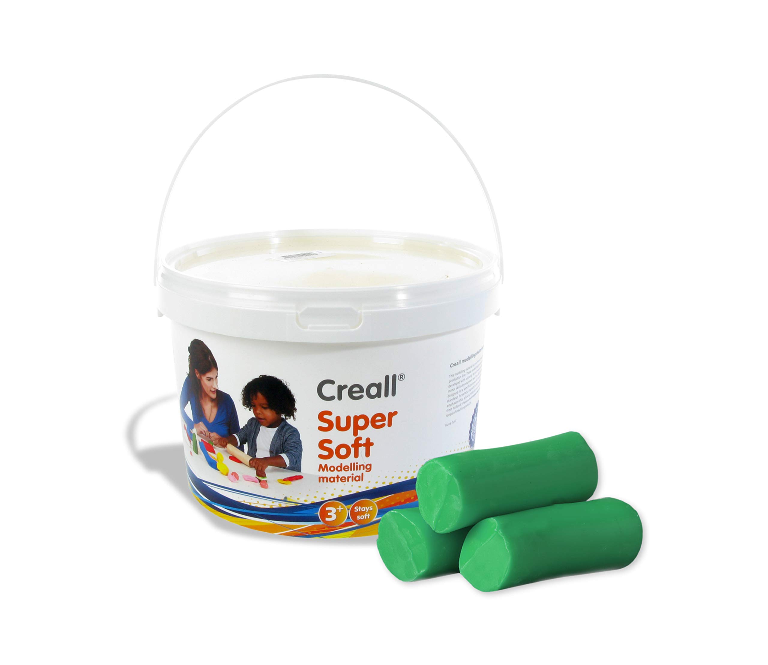 Creall Supersoft Knetmasse, Verde, 1750 g Eimer | Superweiche, dauerhafte Modelliermasse auf Wachsbasis | Trocknet nicht aus | Für Kinder & Erwachsene | Made in Holland