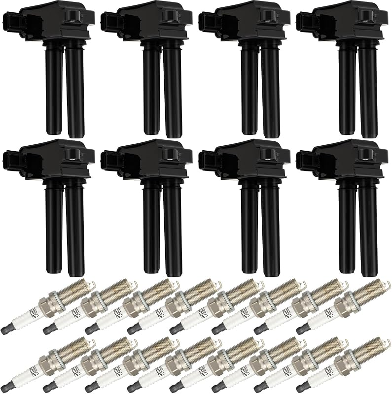 Kit de bobinas de ignição UF504 OCPTY com velas de irídio para Dodge, Ram, Chrysler e Jeep – 8 bobinas e 16 velas
